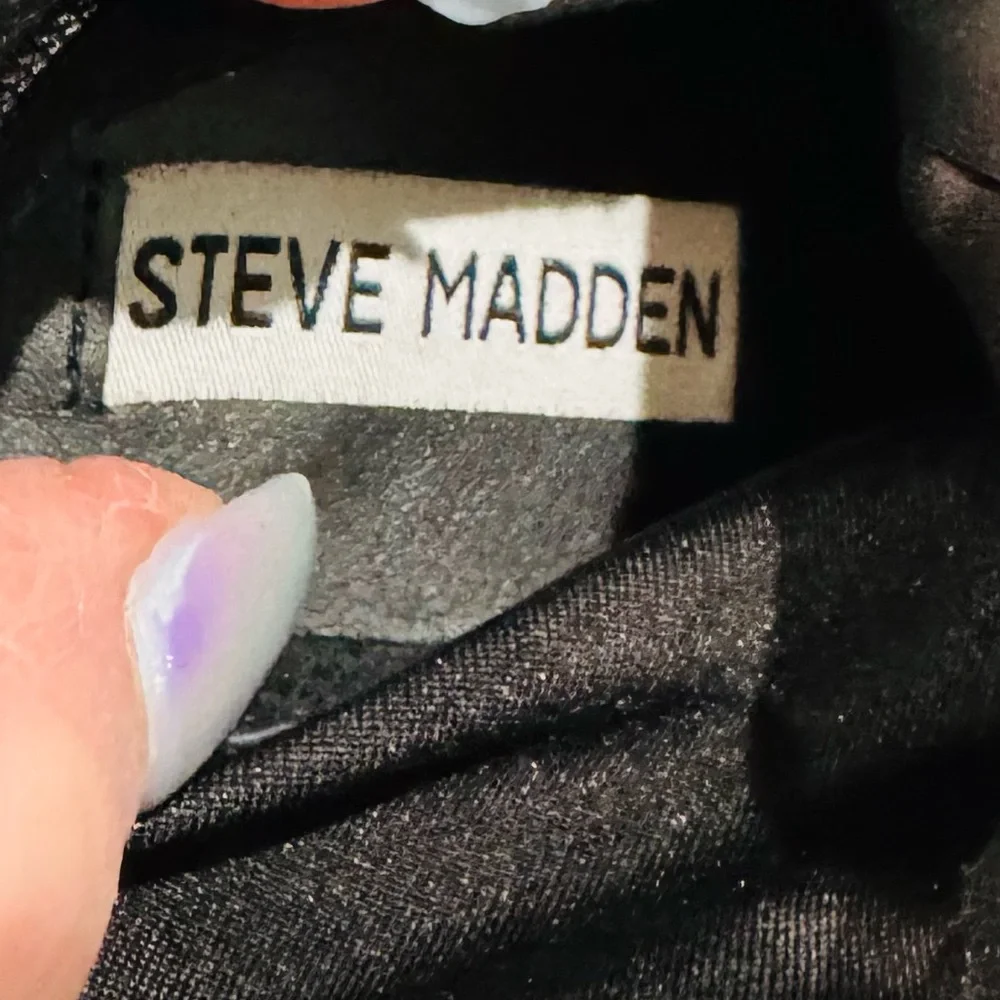 Steve Madden Black Rose Embroidered Over the Knee Faux Suede Boots